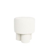 taburete redondo de tela boucle o40cm - blanco