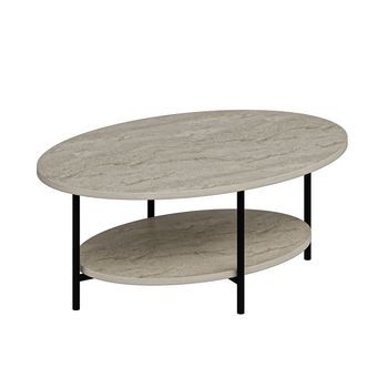 Mesa De Centro De Madera  - 90 X 60 X 36 Cm - Travertino