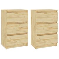 pack 2 uds mesitas de noche  mesa auxiliar  mesilla madera maciza de pino 40x295x64 cm