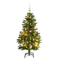 arbol navidad artificial con bisagras 150 led y bolas 120 cm vidaxl