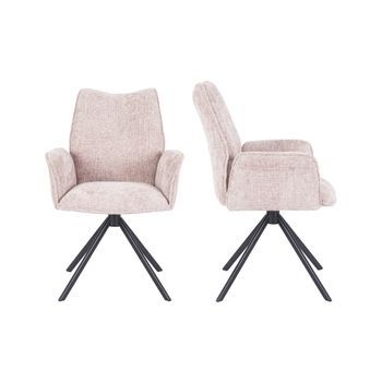 Pack De 2 Sillas Andrea Giratorias Hasta 180º Con Retorno Automático De Tela Suave En Color Rosa 93 X 63 X 62 Cm