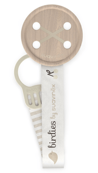Suavinex Birdies Chupetero de Tela con Diseño a Doble Cara Beige +0m