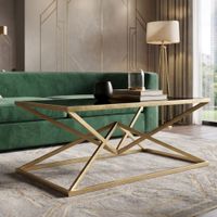 mesa de centro de metal dorado cm 110x60x45