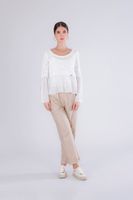sueter de algodon con punto de encaje y volantes off white l
