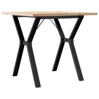 mesa de comedor marco y madera maciza pino y acero 80x80x755cm vidaxl