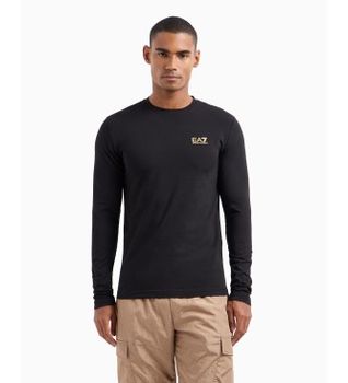 EA7 para hombre. 8NPT28_PJVQZ Camiseta de manga larga de algodón Core Identity negro (L), Casual