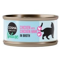 cosma nature 48 x 70 g - pack ahorro - pollo y jamon de pollo