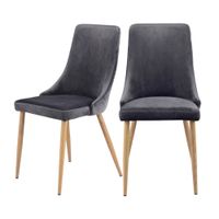 set de 2 sillas de terciopelo gris