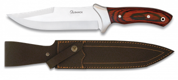 Cuchillo de caza con Mango en Stamina y Hoja en Acero 440 de 17 cm. Incluye funda de piel 31584