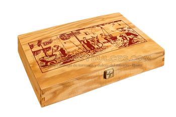 Caja de madera con tapa para 3 turrones (vacía) - Madera Natural...