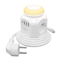 aisens regleta de enchufes sobremesa multifuncion con 4 tomas  1xusb-c 3xusb-a luz nocturna 18m blanco