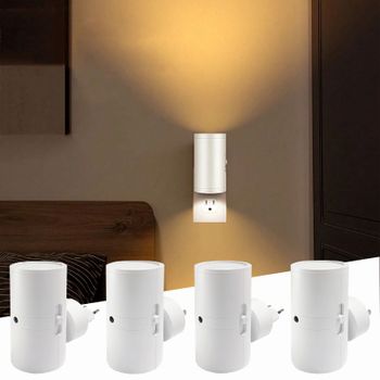 Luz de pared con Sensor de Control de luz blanca cálida, luz de escalera enchufable ajustable de 3 colores, adecuada para dormitorios, mesitas de noche