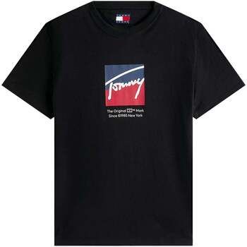 Tommy Jeans Camiseta Graphic Print Signature Logo T-Shirt Black para hombre