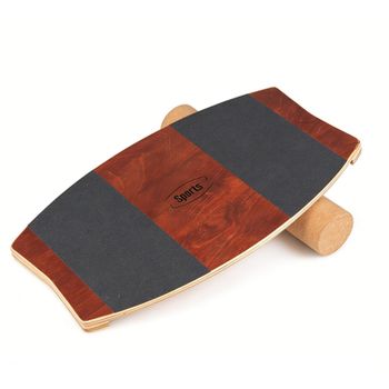 Costway Tabla de Equilibrio de Madera con Rodillo de Corcho y Almohadilla de Fieltro Antideslizante para Surf Esquí Patinaje Marrón