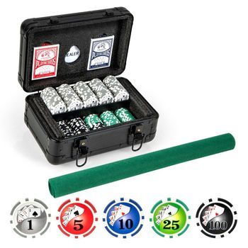 Juego De Póquer Con 300 Fichas Láser, Estuche De Póquer, 2 Naipes Y 2 Llaves. Juego Completo De Póquer.