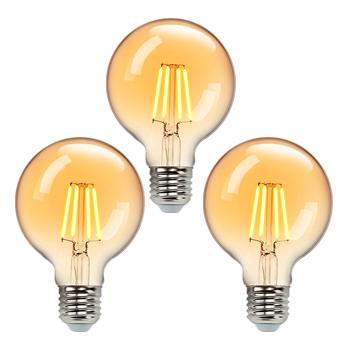 Aigostar Bombilla Vintage LED,Bombilla LED E27 Luz Calida 2200K, 4W (Equivalente a 35W),400LM,G80 Retro Bombilla Decorativa,para el Hogar, Restaurante, Cafetería, Bar-3 Unidades