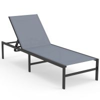 costway tumbona para exterior respaldo ajustable de 6 posiciones sillon reclinable de acero para piscina playa patio 64 x 198 x 67-103 cm gris