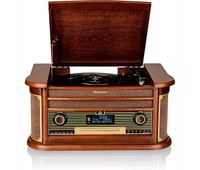 roadstar hif-1996dbt tocadiscos de vinilo vintage acabado madera radio dab dab fm reproductor cd cassette usb madera