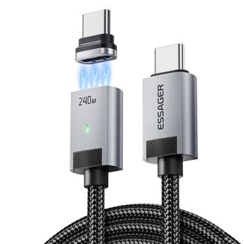 MENSAJE ES-X95 5A PD240W Cable magnético Tipo C a Tipo C, Carga rápida PD3.1, transmisión de datos, núcleo de cobre, lon