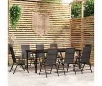 juego de comedor para jardin 9 piezas negro vidaxl