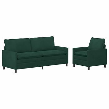 Juego De Sofá 2 Pcs Verde Oscuro Terciopelo Vidaxl