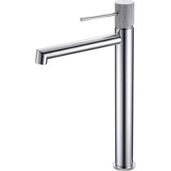 Grifo Monomando Para Lavabo Alto En Latón Cromado Con Cartucho Cerámico Y Flexibles
