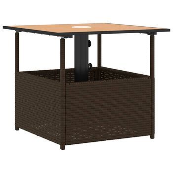 Mesa De Jardín，mesa Para Exteriores，mesa De Patio Hueco De Sombrilla Ratán Pe Marrón 55x55x46,5 Cm