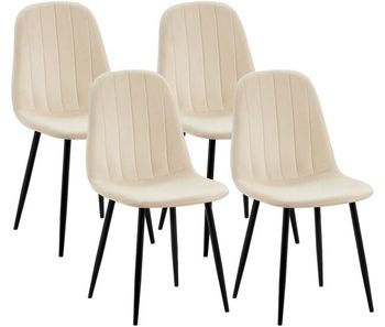 Juego de 4 sillas de comedor baxter de terciopelo crema 54x45x88 cm