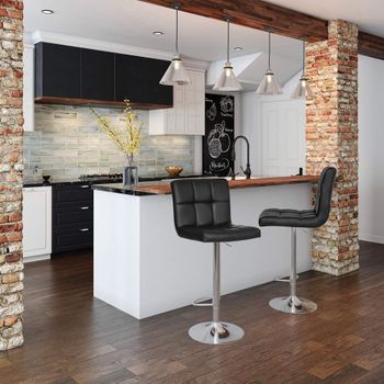 2 taburetes de bar con altura de 95-115 cm de color negro