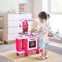 set de juguetes de cocina para ninos con 38 piezas rosa homcom