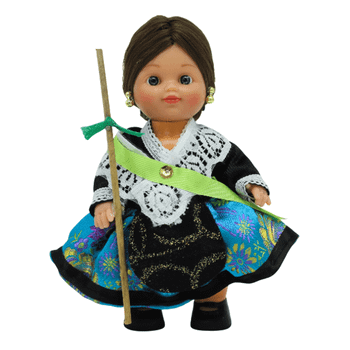 Muñeca regional Castellonera Folk Artesanía original colección 15 cm.vestido típico Castellón, fabricada en España.