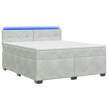 Cama Tapizada 200x180x88 Cm Terciopelo - Gris