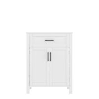 mueble de bano con lavabo blanco y espacio de almacenamiento