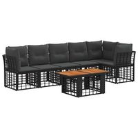 conjunto de sofas de jardin 7 uds negro y gris oscuro vidaxl