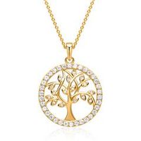 cadena con colgante del arbol de la vida chapado en oro