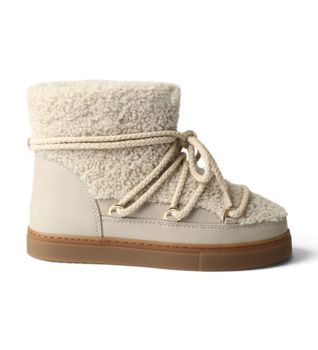 Inuikii para mujer. 1001.003.0282 Botas de Piel Curly beige (37), Plano, Cordones, Casual