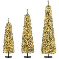 3 piezas arbol de navidad verde 120150180 cm costway arbol de navidad slim estrecho con nieve
