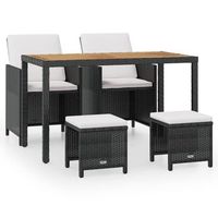 set comedor de jardin 5 piezas  mueble de jardin ratan sintetico y madera negro