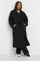 yours abrigo batin de pano negro  mujer curvy y tallas grandes yours