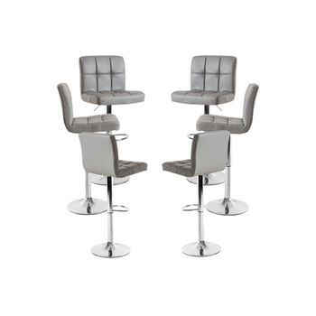 Pack 6 Taburetes Casper De Polipiel 105*44*40 Cm - Gris Claro