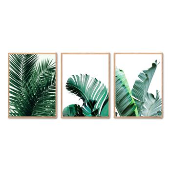 Set de 3 cuadros 201, marco premium chapado en roble, 30x40 cm