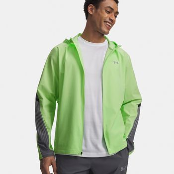 Under Armour Velociti Storm Hooded  Chaqueta para correr Hombres-verde neón, gris oscuro