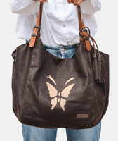 1017 shopper bag brown  beige split leather