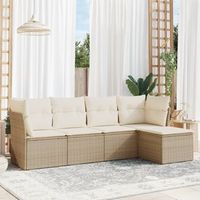 conjunto de sofas jardin con cojines 5 uds  mueble jardin mesa y sillas ratan sintetico beige cfw208015