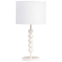 lampara de mesa de metal con pantalla cilindrica de tela estilo moderno de mediados de siglo mesita de noche blanco loky
