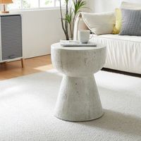 mesa auxiliar oulvepijanse redond hormigon 51xo40 cm - blanco encasa