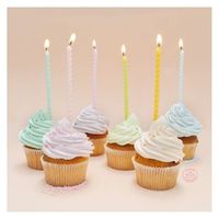 12 velas largas torcidas de colores pastel - 12 cm