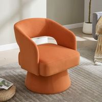 sweiko silla acento giratoria 360 lexicon asiento redondo moderno en felpa respaldo abierto almohadon suave pie metalico giratorio color naranja