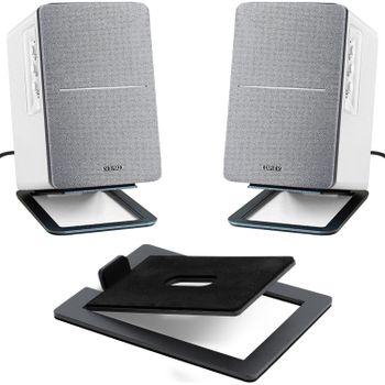 Soporte de altavoz de 2 uds que mejora los efectos de sonido espaciales y la absorción de impactos, para soporte de Audio de escritorio y soporte de altavoces de computadora