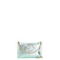 bolso de mano de piel laminada con bandolera de cadena mint